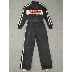 Simpson Racing Suit Mens Medium Black Cotton SFI 3-2A/1 Fire Jumpsuit Coveralls